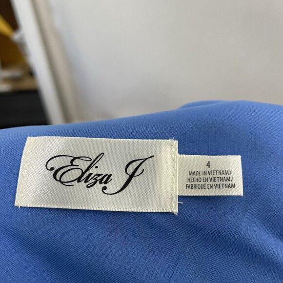 Eliza J Animal Print Zebra Stripe Ruffle Sleeve Dress Periwinkle Blue size 4 - Picture 9 of 10